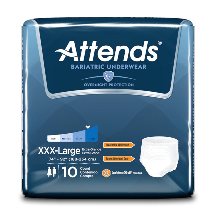 Attends Bariatric Underwear XXX - Large, 74"-92" - Heavy Absorbency