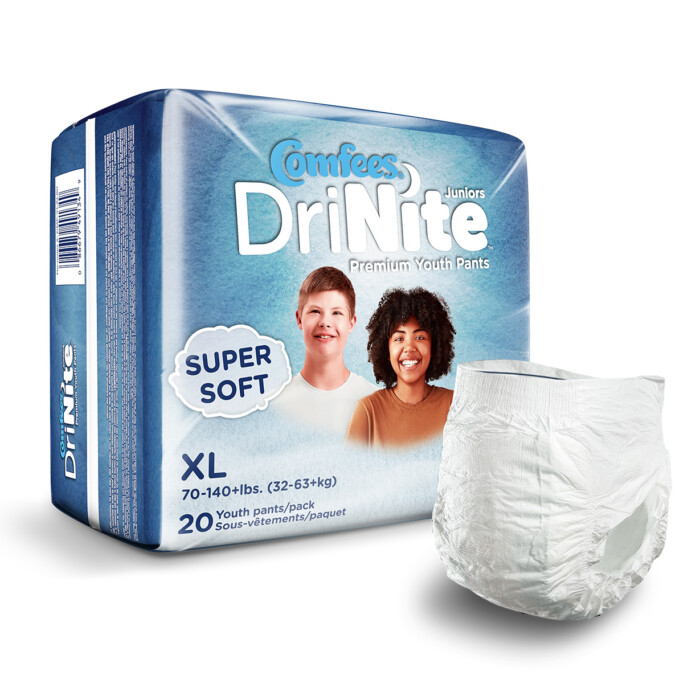 Comfees DriNite Youth Pants, X - Large, 70 - 140+ lbs, 20 ct
