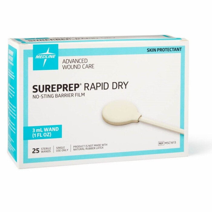 Medline SurePrep Rapid Dry No - Sting Barrier Film, 3 mL Wand