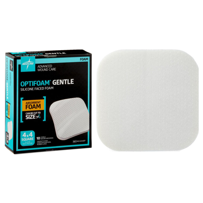 Optifoam Gentle Silicone - Faced Foam Dressings, 4" x 4"